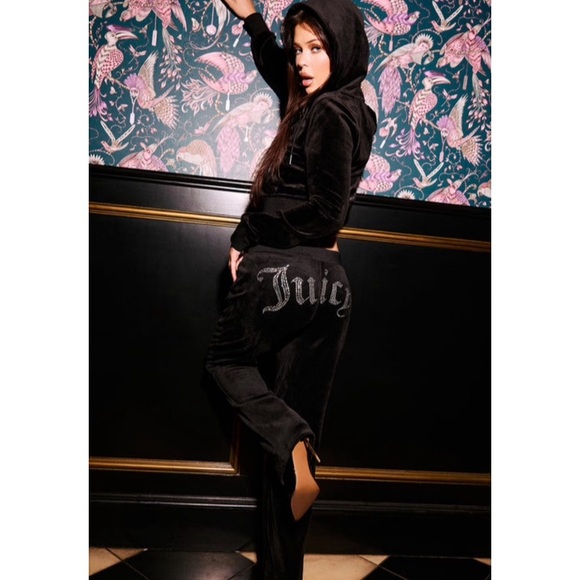 Juicy Couture Velour Tracksuit in Black. - Picture 4 of 12